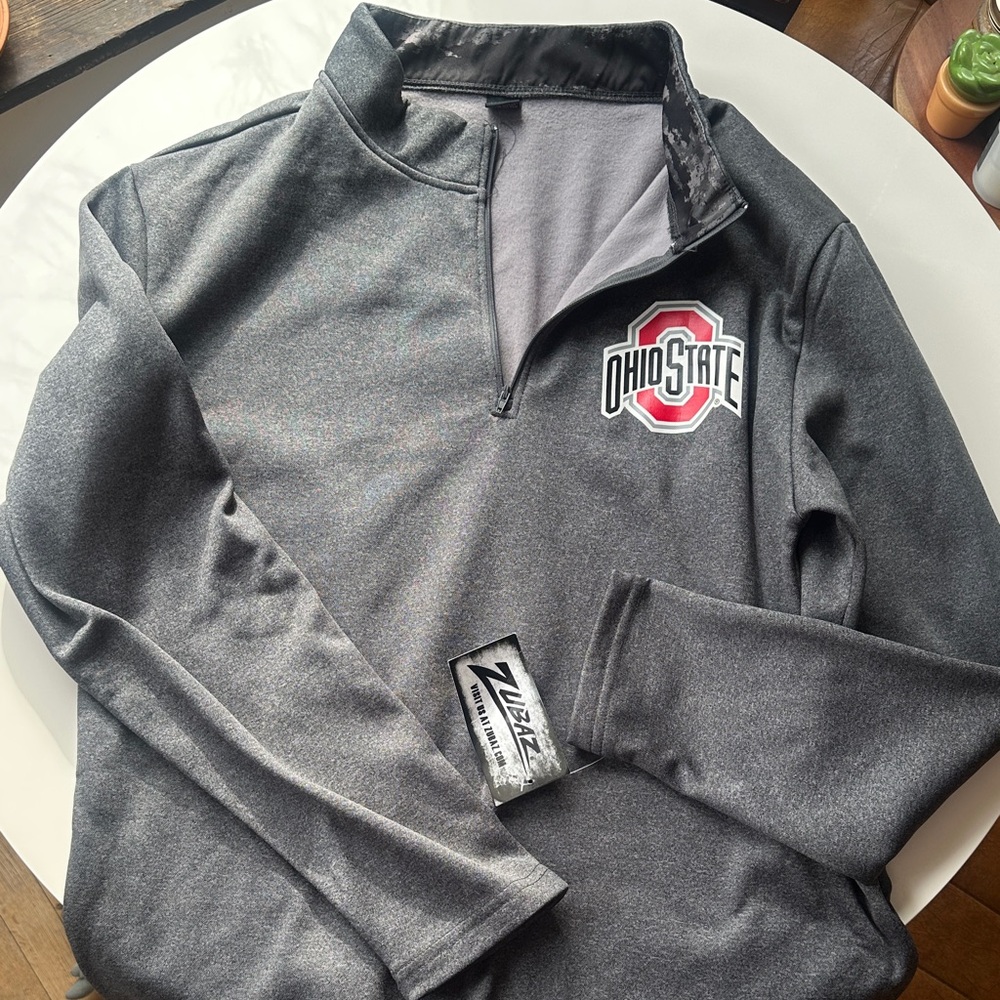 Zubaz Gray Ohio State Men's Quarter-Zip Sweatshirt